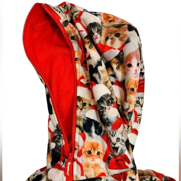 Tipsy Elves Meowy Catmus Jumpsuit Kittens Fleece Christmas Onesie Size Med NWT - Picture 5 of 14